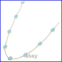 Turquoise Chain Necklace 925 Sterling Silver Minimalistic High Jewelry For Women