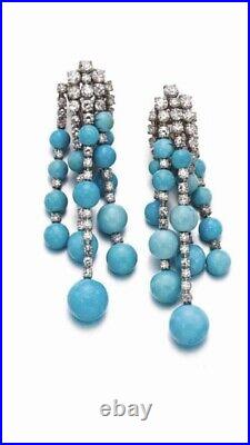 Turquoise Chandelier Earrings 925 Sterling Silver Stylish Stunning Jewelry