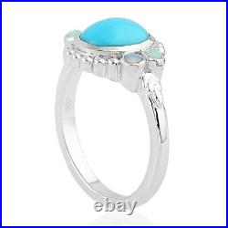 Turquoise Cocktail Ring 925 Sterling Silver Precious Opals Jewelry