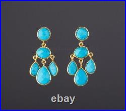 Turquoise Dangle Earrings 925 Sterling Silver Blue Handmade Party Women Jewelry Turquoise Dangle Earrings 925 Sterling Silver Blue Handmade Party Women Jewelry