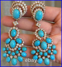 Turquoise Dangle Earrings 925 Sterling Silver Statement Designer Jewellery