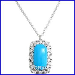 Turquoise Designer Chain Necklace 925 Sterling Silver High Elegant Luxe Jewelry