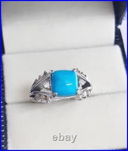 Turquoise/Diamond Ring New Year Jewelry 925 Sterling Silver