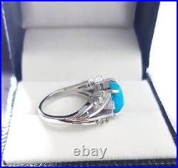 Turquoise/Diamond Ring New Year Jewelry 925 Sterling Silver