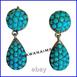 Turquoise Earring Jewelry 925 Sterling Silver Victorian Handmade Wedding Jewelry