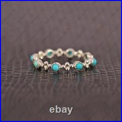 Turquoise Eternity Band Ring 925 Sterling Silver Milgrain Stackable Band Ring Turquoise Eternity Band Ring 925 Sterling Silver Milgrain Stackable Band Ring