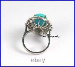 Turquoise Gemstone Ring Natural Pave Diamond 925 Sterling Silver Ring Jewelry Turquoise Gemstone Ring Natural Pave Diamond 925 Sterling Silver Ring Jewelry