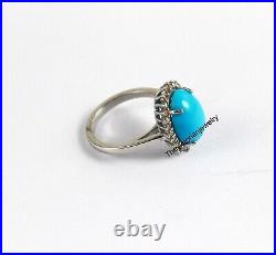 Turquoise Gemstone Ring Natural Pave Diamond Jewelry Ring 925 Sterling Silver