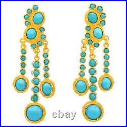 Turquoise Gold Plated Chandelier Earrings 925 Sterling Silver Women High Jewelry Turquoise Gold Plated Chandelier Earrings 925 Sterling Silver Women High Jewelry