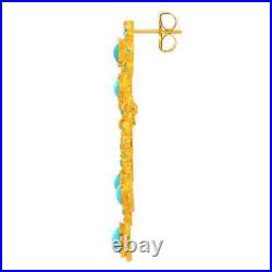 Turquoise Gold Plated Chandelier Earrings 925 Sterling Silver Women High Jewelry Turquoise Gold Plated Chandelier Earrings 925 Sterling Silver Women High Jewelry