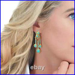 Turquoise Gold Plated Chandelier Earrings 925 Sterling Silver Women High Jewelry Turquoise Gold Plated Chandelier Earrings 925 Sterling Silver Women High Jewelry