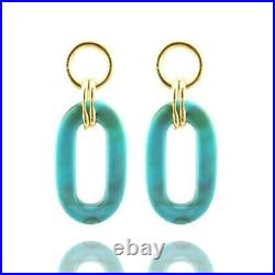 Turquoise Gold Plated Dangle Earrings 925 Sterling Silver Statement Luxe Jewelry Turquoise Gold Plated Dangle Earrings 925 Sterling Silver Statement Luxe Jewelry