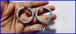 Turquoise Hoop Earring Sterling Silver turquoise Jewelry Birthstone Earrings