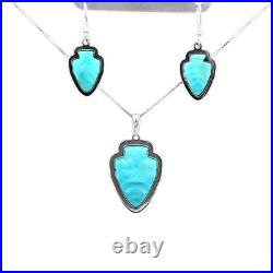 Turquoise Jewelry Arrowhead Dangle Earrings and Necklace Sterling Silver