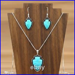 Turquoise Jewelry Arrowhead Dangle Earrings and Necklace Sterling Silver