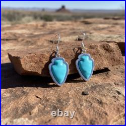 Turquoise Jewelry Arrowhead Dangle Earrings and Necklace Sterling Silver