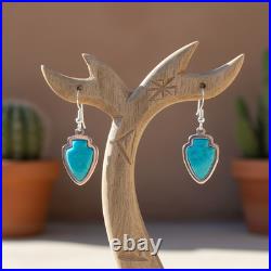 Turquoise Jewelry Arrowhead Dangle Earrings and Necklace Sterling Silver
