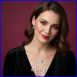 Turquoise Jewelry Heart Dangle Earrings and Necklace Sterling Silver Jewelry