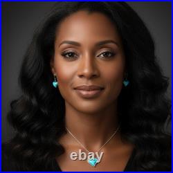 Turquoise Jewelry Heart Dangle Earrings and Necklace Sterling Silver Jewelry