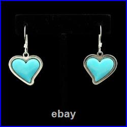 Turquoise Jewelry Heart Dangle Earrings and Necklace Sterling Silver Jewelry