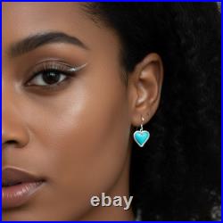 Turquoise Jewelry Heart Dangle Earrings and Necklace Sterling Silver Jewelry