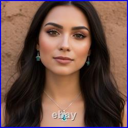 Turquoise Jewelry Sea Turtle Dangle Earrings and Necklace Sterling Silver