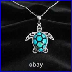 Turquoise Jewelry Sea Turtle Dangle Earrings and Necklace Sterling Silver