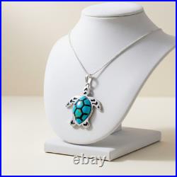 Turquoise Jewelry Sea Turtle Dangle Earrings and Necklace Sterling Silver