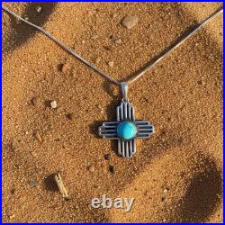 Turquoise Jewelry Zia Dangle Earrings and Necklace Sterling Silver Jewelry