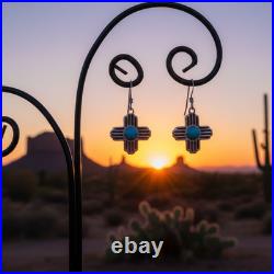 Turquoise Jewelry Zia Dangle Earrings and Necklace Sterling Silver Jewelry