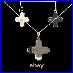 Turquoise Jewelry Zia Dangle Earrings and Necklace Sterling Silver Jewelry