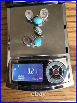 Turquoise Kingman Opal Sterling Silver Earrings Navajo Avin Joe Post 3105