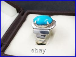 Turquoise Mens Ring Feroza Jewelry Sterling Silver 925 Natural Gemstone SIze 11 Turquoise Mens Ring Feroza Jewelry Sterling Silver 925 Natural Gemstone SIze 11
