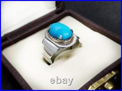 Turquoise Mens Ring Feroza Jewelry Sterling Silver 925 Natural Gemstone SIze 11 Turquoise Mens Ring Feroza Jewelry Sterling Silver 925 Natural Gemstone SIze 11