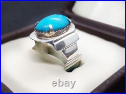 Turquoise Mens Ring Feroza Jewelry Sterling Silver 925 Natural Gemstone SIze 11 Turquoise Mens Ring Feroza Jewelry Sterling Silver 925 Natural Gemstone SIze 11