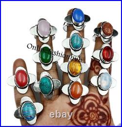 Turquoise & Mix Gemstone 925 Sterling Silver Plated Wholesale Lot Rings Jewelry