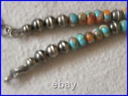 Turquoise Multistone Sterling Pendant & Bench Made Bead Necklace 19