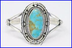 Turquoise Navajo Bracelet, Sterling Silver Cuff Bracelet Size 6 1/2 Larry Kaye