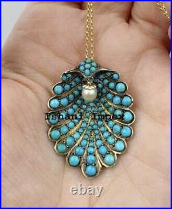 Turquoise Pendant 925 Sterling Silver Diamond Pendant With chain Jewelry