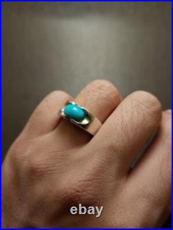 Turquoise Ring Mens Jewelry Natural Gemstone Sterling Silver Sizes 5-15 Feroza Turquoise Ring Mens Jewelry Natural Gemstone Sterling Silver Sizes 5-15 Feroza
