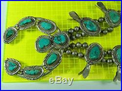Turquoise Squash Blossom Necklace Sterling Silver 925 Navajo 219.5 grams