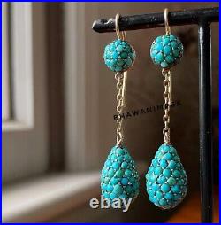 Turquoise & Sterling Silver Earring Jewelry Drop Turquoise Balls Earring Jewelry