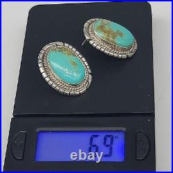 Turquoise Sterling Silver Earrings Signed By Peggy Skeets