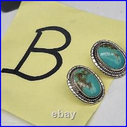 Turquoise Sterling Silver Earrings Signed By Peggy Skeets