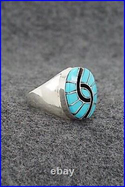 Turquoise & Sterling Silver Inlay Ring Amy Wesley Size 9
