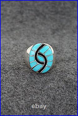 Turquoise & Sterling Silver Inlay Ring Amy Wesley Size 9