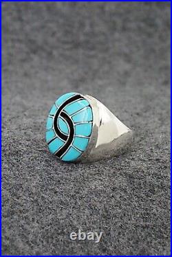 Turquoise & Sterling Silver Inlay Ring Amy Wesley Size 9