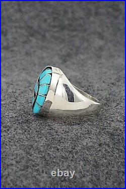Turquoise & Sterling Silver Inlay Ring Amy Wesley Size 9