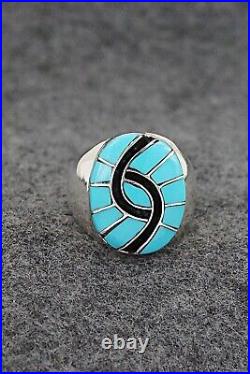 Turquoise & Sterling Silver Inlay Ring Amy Wesley Size 9