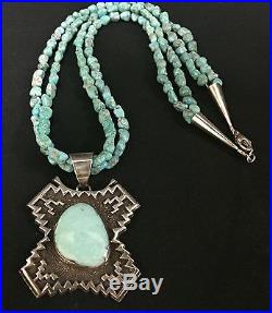 Turquoise & Sterling Silver Necklace Native American Indian Tommy Jackson